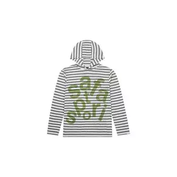 Sweet Potato Oni Homemade 2024 Spring Niche Style Safari Stripes Hooded Letter-Print Y2g Loose Long Sleeves In stock, white hooded L0