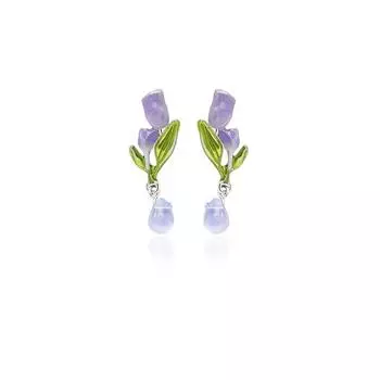 Sweet Purple Tulip Drop Earrings Romantic Cute Enamel Acrylic Pendant Flower Earring for Women Jewelry Gifts PD1518 ADM
