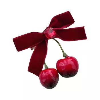 Sweet Red Velvet Cherry Hairpin Bowknot Side Clip Velvet Bow Hair Clip Korean Style Headwear Cloth Student
