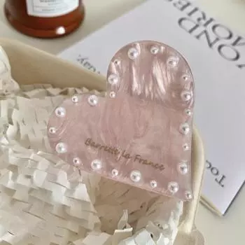 Sweet Rhinestone Love Heart Hair Claw Hair Clip Hairpin Acetic Acid Hair Clip Headwear Geometry INS Shark Clip Female