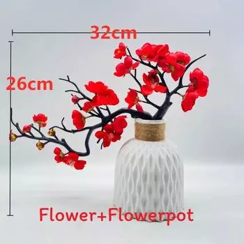 Sweet Silk Winter Flower Faux Potted Plant Bonsai For Indoor Gift Decoration