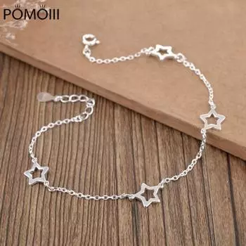 Sweet Simple 925 Sterling Silver Star Temperament Cute Gift Female Literary Wild Trendy Resizable Bracelets SBR054