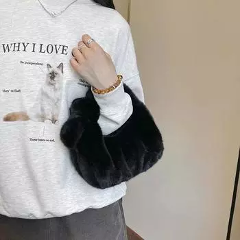 Sweet style girls cute fur winter style hot compact portable simple dating bags