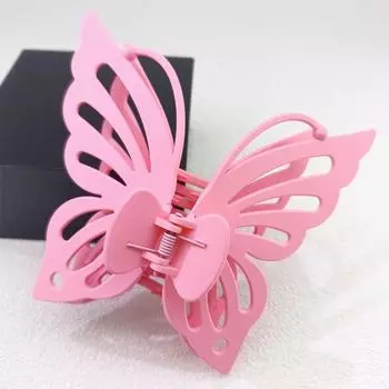 Sweet Summer Simple Girls Women Back Head Hair Clip 13.5cm Double Layer Wing Hollow Antenna Butterfly Plastic Hair Claw