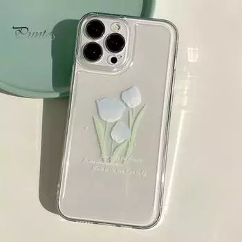 Сладкий тюльпановый принт, полный чехол для мобильного телефона, прозрачный защитный чехол для телефона, задняя крышка для iPhone 14/14 Max/14 Pro/14 Pro Max For iPhone14 Pro Max A