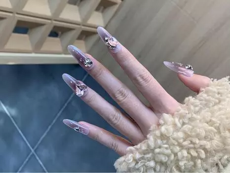 Sweet Ultrathin Cute Seamless Nail Wear Purple Grey Flash Love Heart Starry Sky XS