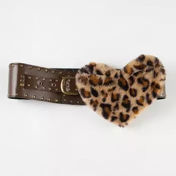 Sweet Winter Pu Leather Women Belt Versatile Chic Solid Faux Fur Decorative Waistband Trendy Clothing Accessories Gifts