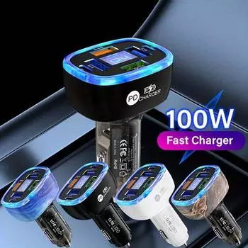 Сверхбезопасное автомобильное зарядное устройство с защитой от перенапряжения - PD 3.1A QC3.0 с противоскользящей конструкцией и управлением теплом небесно-голубой
