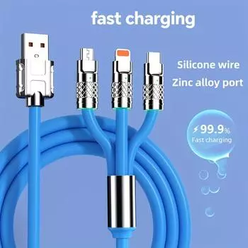 Сверхбыстрый зарядный кабель USB Type-C мощностью 120 Вт для iPhone и других устройств на полной скорости, цифровые кабели синий