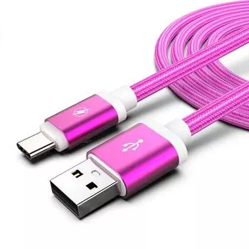 Сверхдлинный 10-футовый нейлоновый плетеный шнур для зарядки телефона для iPhone, Type-C и Micro USB — прочная и быстрая зарядка 0.25m for Android чёрный