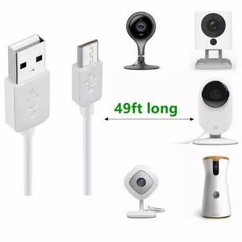 Сверхдлинный зарядный кабель USB-USB для термометра/камеры, длинный провод зарядного устройства, 393,7 дюйма/590,55 дюйма 10M