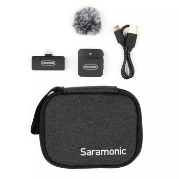 Сверхкомпактная беспроводная микрофонная система Saramonic 2.4G (передатчик x 1, выходной терминал молнии, приемник x 1) Черный Blink100-B3