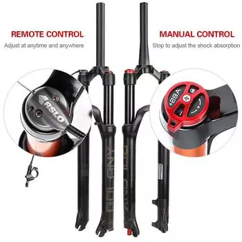 Сверхлегкая 29-дюймовая пневматическая передняя вилка для горного велосипеда с дистанционным управлением и отскоком из магниевого сплава Remote control чёрный