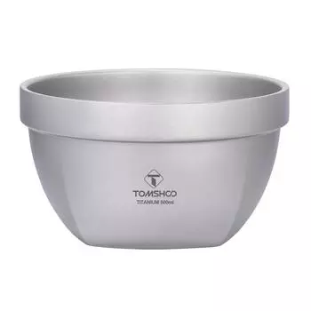 Сверхлегкая двухслойная миска Ti для кемпинга, пикника, рисового супа, салата, емкость 500 мл, тепло серебряный