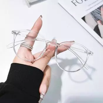 Сверхлегкая оправа для очков для мужчин и женщин, простая круглая оправа для очков в стиле ретро, плоское зеркало с защитой от синего света, большая оправа TR90