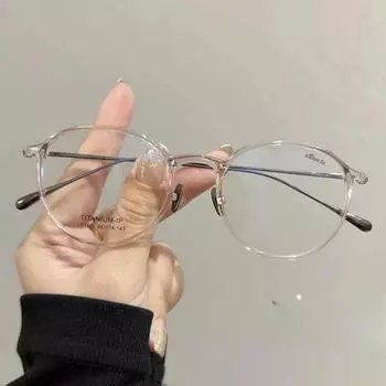 Сверхлегкая оправа для очков, титановая оправа в стиле ретро TR90, корейская маленькая круглая оправа, оправа для очков