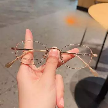 Сверхлегкая овальная маленькая оправа для очков Xiaohongshu, интернет-знаменитости, интернет-знаменитости, литературная ретро, простая стильная двухцветная оправа для очков с гальваническим покрытием