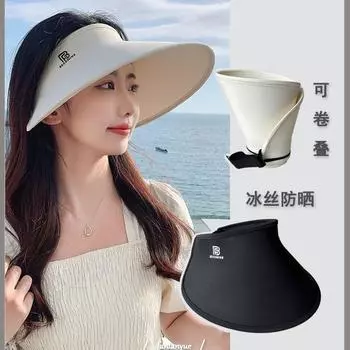 Сверхлегкая шляпа-цилиндр из ледяного шелка, женская летняя шляпа с большими полями, закрывающая лицо, солнцезащитная пляжная шляпа, большая окружность головы, складная шляпа от солнца One size темно-серого