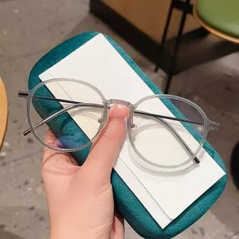 Сверхлегкая титановая оправа в стиле ретро Tr90, круглая оправа для очков, прозрачная антисиняя светящаяся оправа