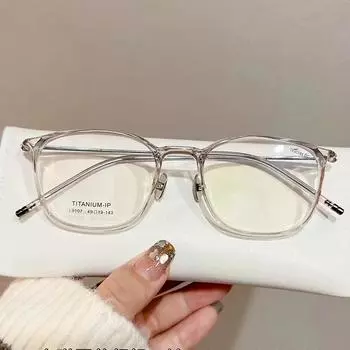 Сверхлегкая титановая оправа в стиле ретро TR90 в стиле интернет-знаменитостей, простая овальная оправа для очков в корейском стиле, может быть оснащена антисиним светом для близорукости