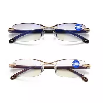 Сверхлегкие анти-Blu-Ray очки для чтения с прозрачной безободковой линзой для борьбы с пресбиопией Аксессуары для чтения +1.0 чёрный