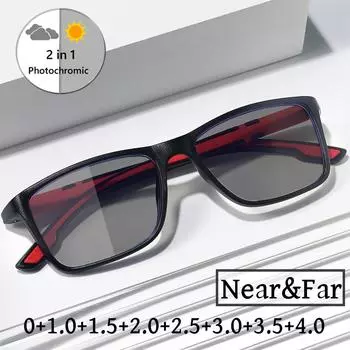 Сверхлегкие фотохромные бифокальные очки для чтения для женщин и мужчин, винтажные спортивные очки TR90 для ближнего и дальнего зрения, диоптрии +1,0+1,5+4,0 0