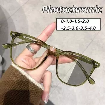 Сверхлегкие фотохромные солнцезащитные очки, большие модные антисиние очки для близорукости, мужские и женские очки для близорукости, диоптрии от 0 до -4,0 0