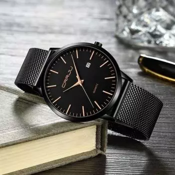 Сверхлегкие и сверхтонкие наручные часы из нержавеющей стали с сетчатым ремешком B146WC, популярные корейские часы