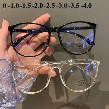 Сверхлегкие круглые очки для близорукости, мужские и женские модные очки с защитой от синего света, очки по рецепту 0 ~-6,0 0 коричневый
