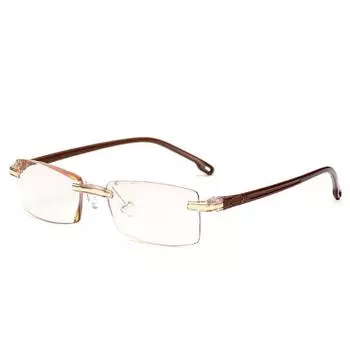 Сверхлегкие очки для чтения с прозрачными линзами для чтения, анти-Blu-Ray, пресбиопия, без оправы +2.0 кофейный
