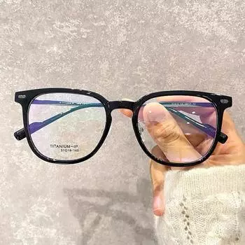 Сверхлегкие очки TR90 оливково-зеленого цвета с круглым лицом в стиле ретро, интернет-знаменитости без макияжа, волшебная большая оправа, титановая оправа для женщин