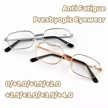 Сверхлегкие прозрачные очки для чтения, противоусталостные очки для пресбиопии в квадратной оправе, очки для пресбиопии с диоптриями, устойчивые к царапинам 0