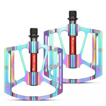 Сверхлегкие велосипедные педали из алюминиевого сплава, 3 подшипника, велосипедные педали, противоскользящие, водонепроницаемые, плоский широкий велосипед разноцветный