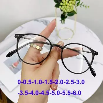 Сверхлегкие женские очки с защитой от синего света, прозрачные очки для близорукости, студенческие оптические компьютерные очки по рецепту, 0 -1,0 -1,5 -2,0 -2,5 до -4,0 0 чёрный