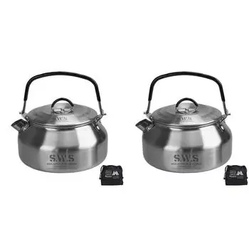 Сверхлегкий чайник из нержавеющей стали объемом 0,8 л с ручкой для путешествий (Серебряный)