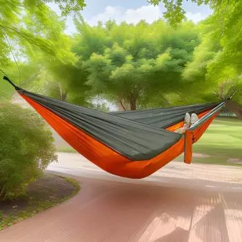 Сверхлегкий двойной нейлоновый гамак: Защита от опрокидывания, защита от комаров, быстрое открытие для летнего кемпинга на открытом воздухе Double, 270x140CM