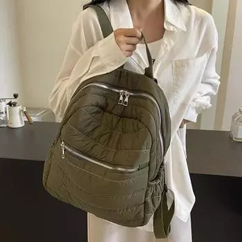 Сверхлегкий повседневный стеганый рюкзак большой вместимости с мягкой подкладкой, однотонная переносная дорожная сумка с мягкой подкладкой