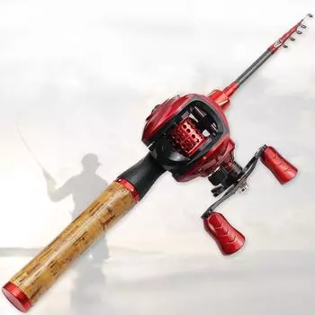 Сверхлегкий телескопический комплект удилищ с рукояткой в форме конского рта и колесиком Drop Wheel, идеально подходит для ловли мелкой рыбы. Gun handle single pole; 1.68m