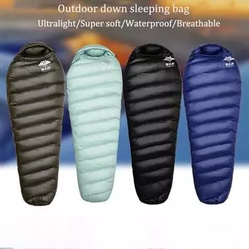 Сверхлегкий теплый зимний осенний спальный мешок для взрослых, кемпинга, туризма, пешего туризма, водонепроницаемый спальный мешок на белом утином пуху 1100g Army
