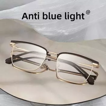 Сверхлегкое зеркало Sven Half-Frame, очки Advanced Sense Square Frame Anti-Blue Light, оправа для очков для коррекции близорукости в стиле ретро, очки с плоским светом. Glasses frame [without liner]