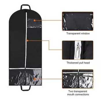 Сверхмощная сумка для одежды, пылезащитная классическая рубашка, подвесная сумка с 2 карманами, ручками, органайзер для гардероба для дома чёрный