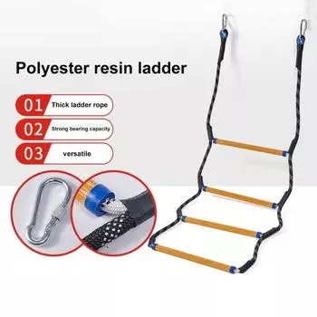 Сверхмощная веревочная лестница для лодок, усиленная, сверхдлинная, портативная, посадочная веревочная лестница, прочная уличная лестница для альпинизма, скалолазания, бытовая лестница чёрный