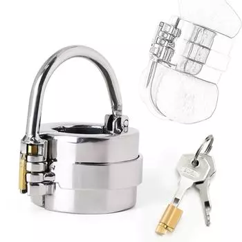 Сверхмощные шариковые носилки с металлическим замком, кольцо из нержавеющей стали с шипами, кольцо для члена, носилки для мошонки, CBT, кольцо для пениса, секс-игрушки для мужчин Regular-A-250g