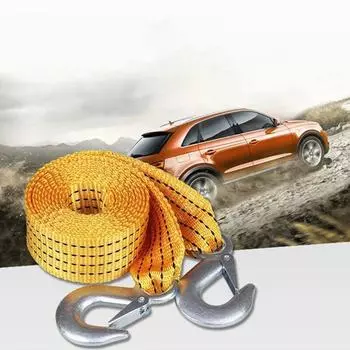 Сверхмощный автомобильный буксировочный трос, высокопрочный нейлоновый ремень с прочным металлическим крюком, буксирный трос для прицепа onesize