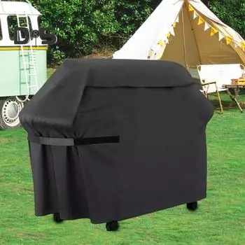 Сверхмощный чехол для гриля-барбекю с крепежными лентами, водонепроницаемая, устойчивая к ультрафиолетовому излучению, всепогодная защита, защитная крышка для газового гриля чёрный