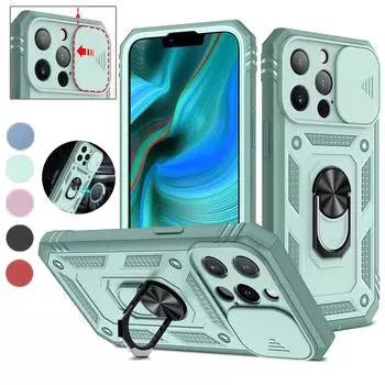 Сверхмощный чехол для телефона 3 в 1 для iPhone 15 14 Plus 13 12 11 Pro Max XS Max/Samsung S23 S22 S21 S20 Ultra Plus с магнитным кольцом-держателем iPhone 6/6S чёрный