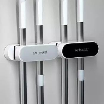 Сверхмощный держатель для швабры и метлы, универсальный настенный органайзер, крючки для хранения, идеальная вешалка для инструментов для кухонной стойки для хранения чёрный