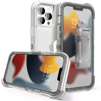 Сверхмощный ПК-бампер, противоударный жесткий чехол для телефона, задняя крышка из ТПУ с зажимом для ремня для IPhone 15 14 13 12 11 Pro Max XS XR 8 7 6 Plus For iPhone 6 6S&Case With Clip чистый