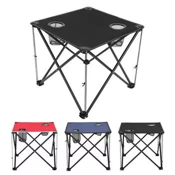 Сверхмощный складной стол для кемпинга с 2 подстаканниками, металлический каркас, ткань Оксфорд, настольный многофункциональный стол для рыбалки, складной уличный барбекю чёрный