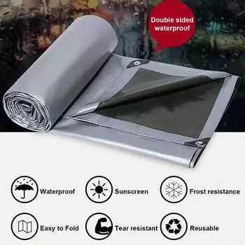 Сверхмощный усиленный брезент, водонепроницаемый полиэтиленовый брезент, наземный лист, палатка для кемпинга, лодка, автомобиль, грузовик, чехол 2X2M серебряный